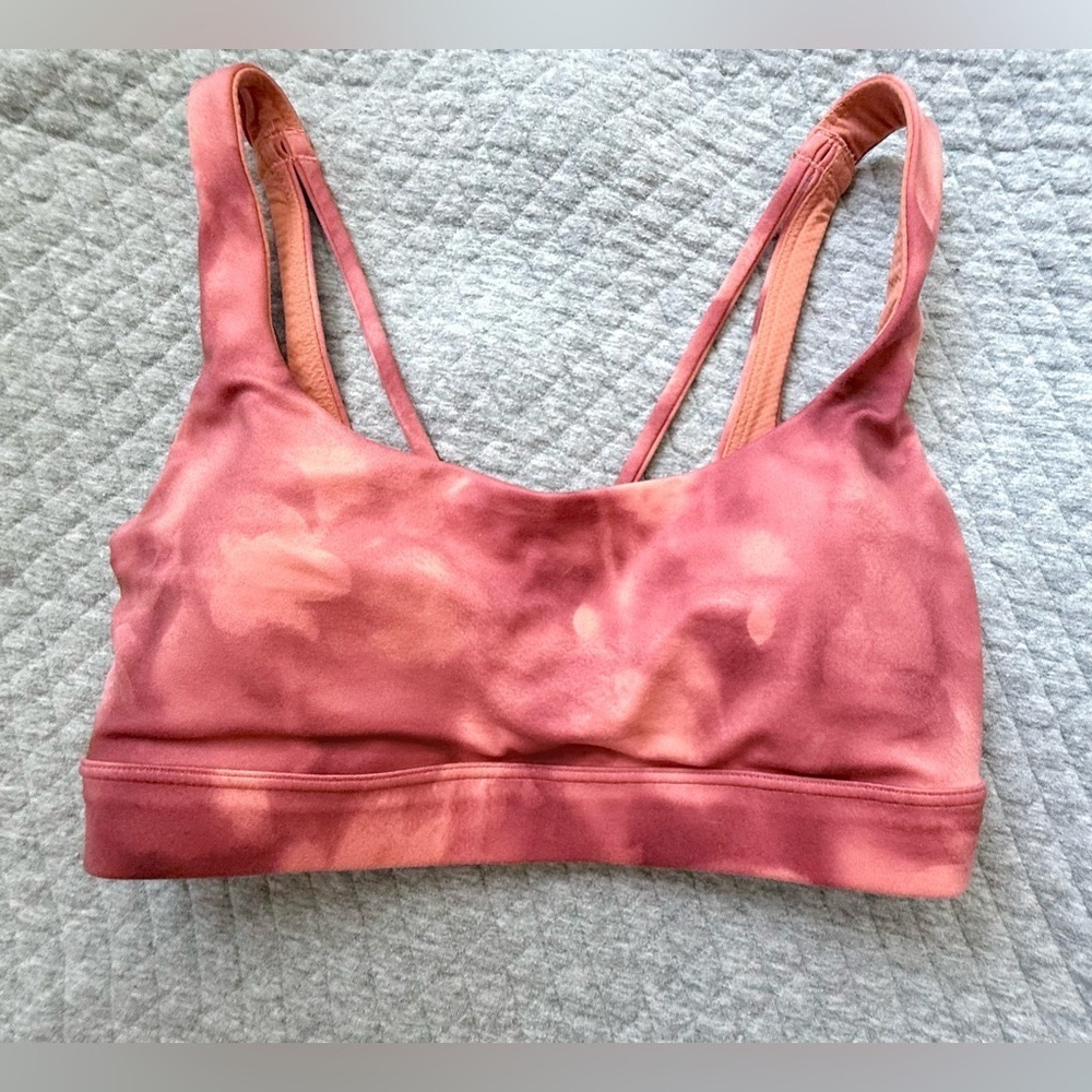 Athleta Exhale Printed Bra XS - Serene Island Coral, Strappy Back, Med Support - Picture 6 of 6